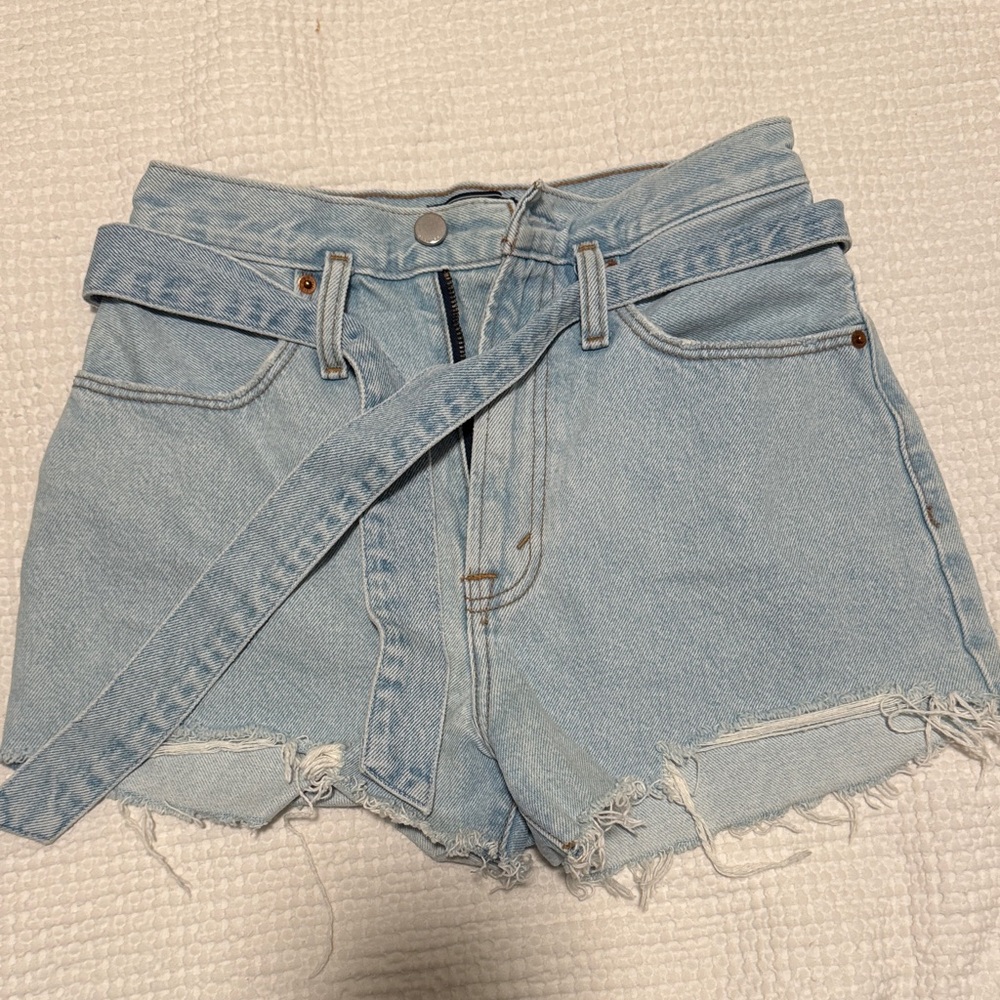Abercrombie & Fitch Light Wash Jean Shorts with Belt